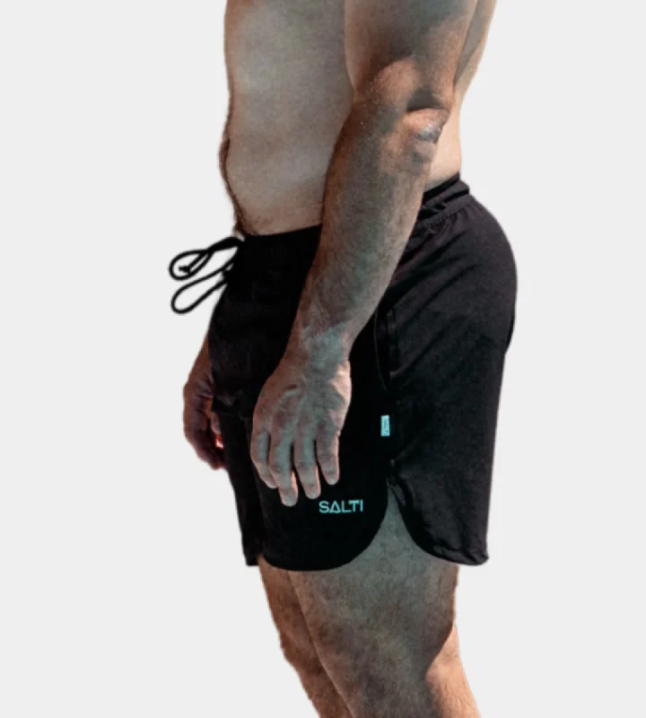 Nightclub Style Men's sweat to swim sport shorts: black