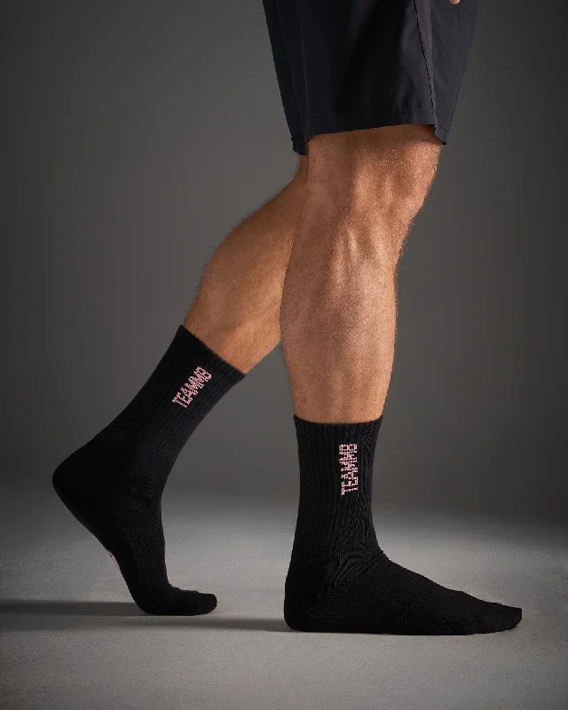 Bright Colors TEAMM8 Crew Socks - Black|Pink
