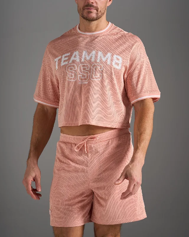 Carefree S.S.C. Fraternity Drop Sleeve Crop Tee - Dusty Pink