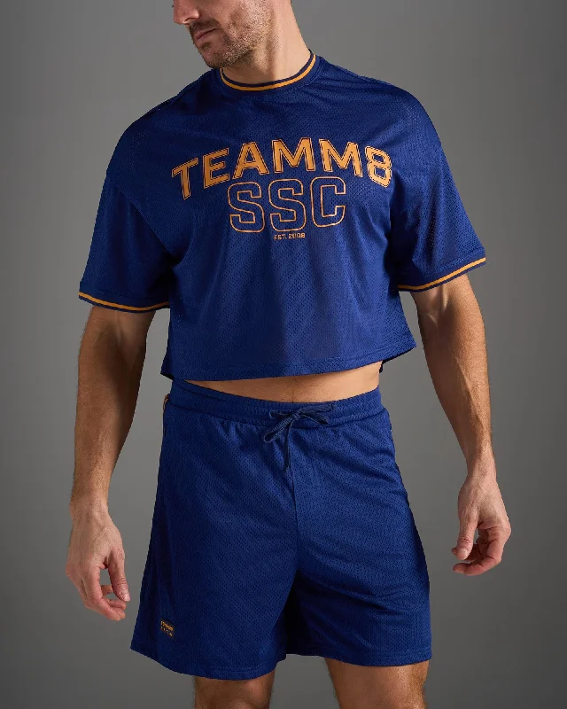 Fashion Elements S.S.C. Fraternity Drop Sleeve Crop Tee - Navy