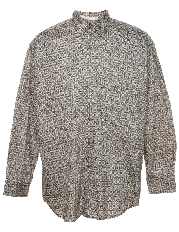 Elegant Fit 1990s Geometric Pattern Shirt - M