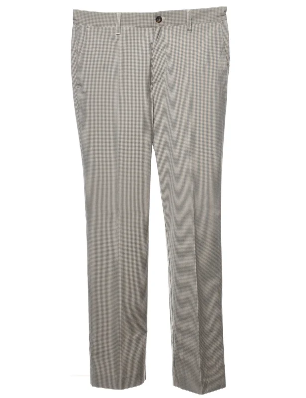 Personalized Outfit Adidas Checked Pattern Beige & Grey Suit Trousers - W33 L32