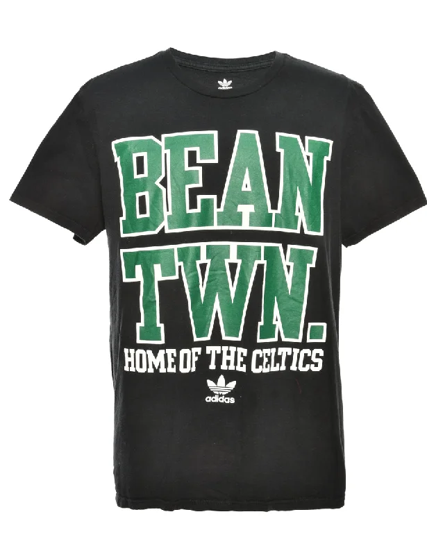 College Style Adidas Boston Basketball NBA Celtics Sports T-shirt - L