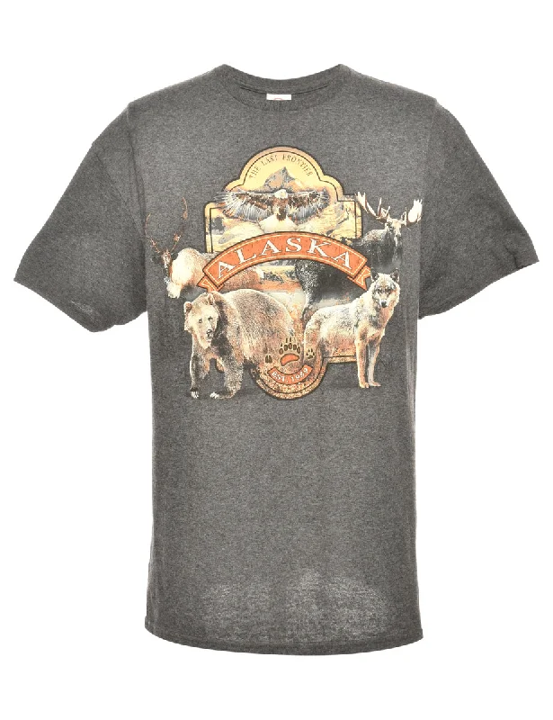 Eye-catching Personality Alaska Printed T-shirt - M