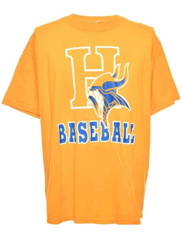 All-Day Style Baseball Yellow Sports T-shirt - XL