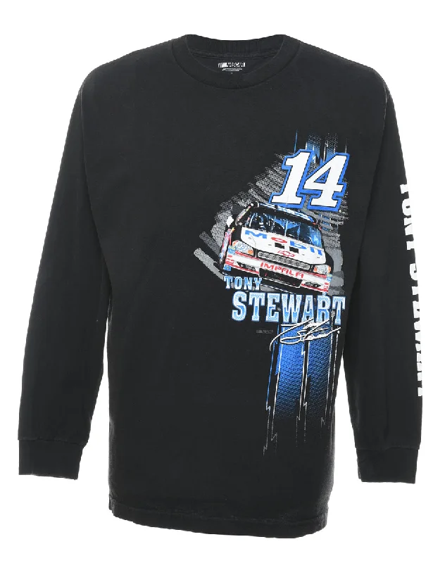 Sports Fashion Black & Blue #14 NASCAR Design Tony Stewart T-Shirt - L