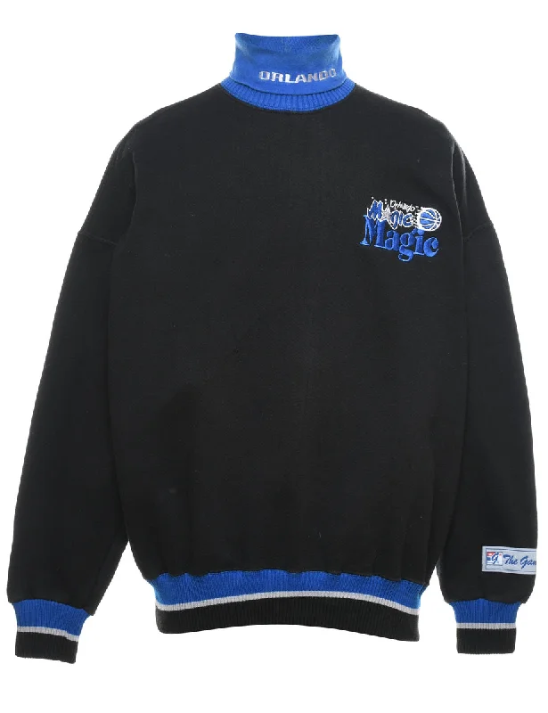 Playful Style Black & Blue Magic Design Turtleneck Printed Sweatshirt - XL