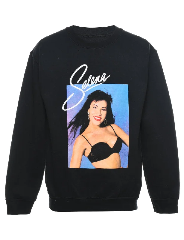 Carefree Black & Blue Selene Printed Sweatshirt - S
