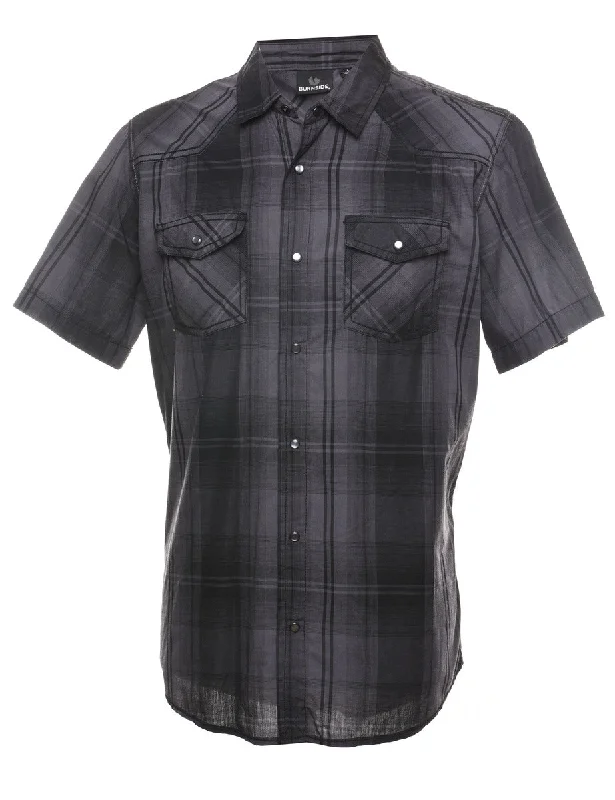 Fresh And Capable Black & Grey Western Checked Shirt - L