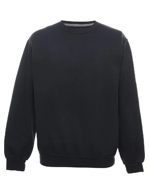 Classic Color Black Plain Sweatshirt - M