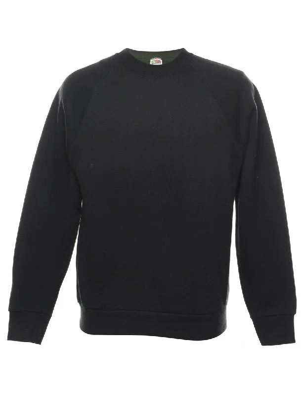 Comfortable Tops Black Plain Sweatshirt - M