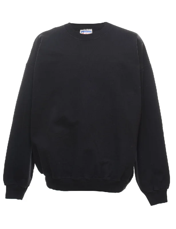 Fresh And Elegant Black Plain Sweatshirt - XL
