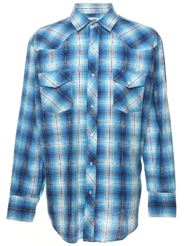 Relaxed Dresses Blue Checked Shirt - XL