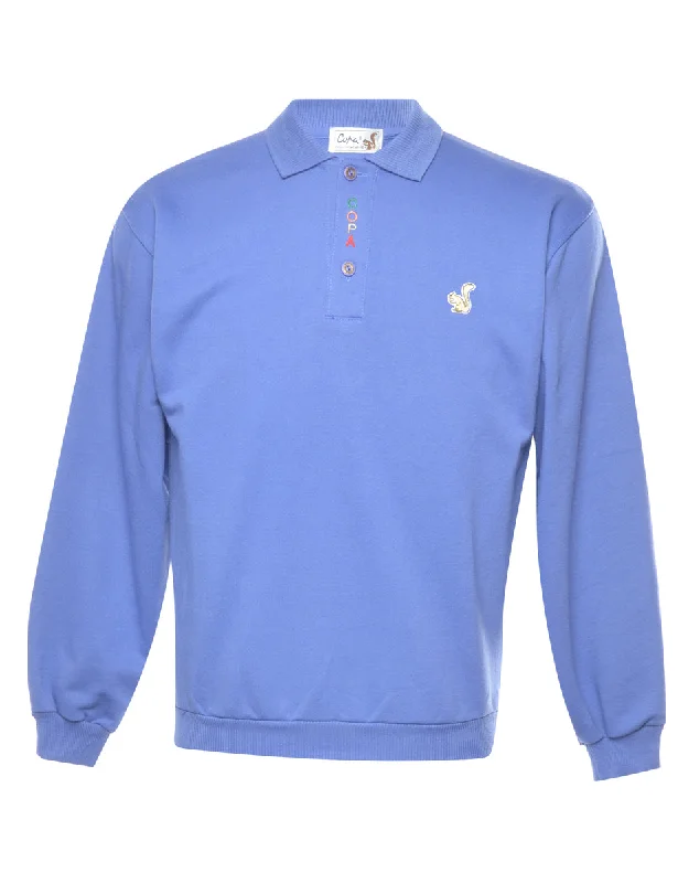 Easy-to-Wear Blue Plain Sweatshirt - S
