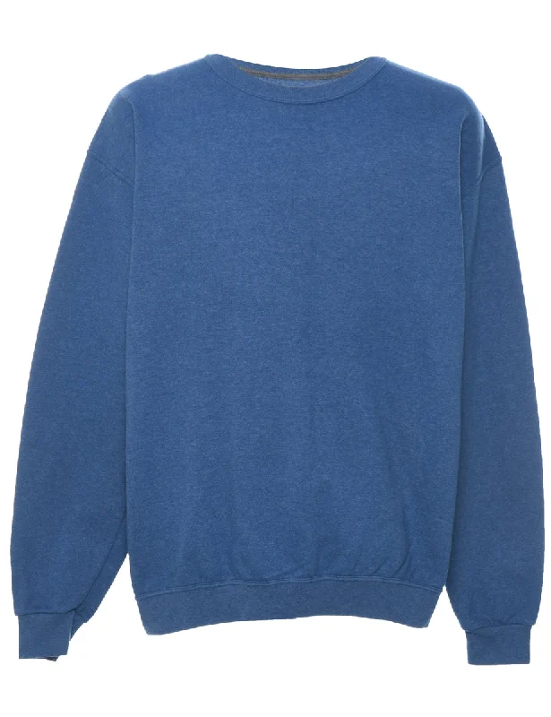 Playful Style Blue Plain Sweatshirt - XL