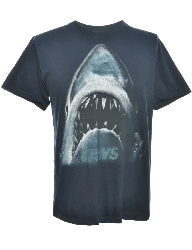 Customized Version Blue Shark Printed T-shirt - M