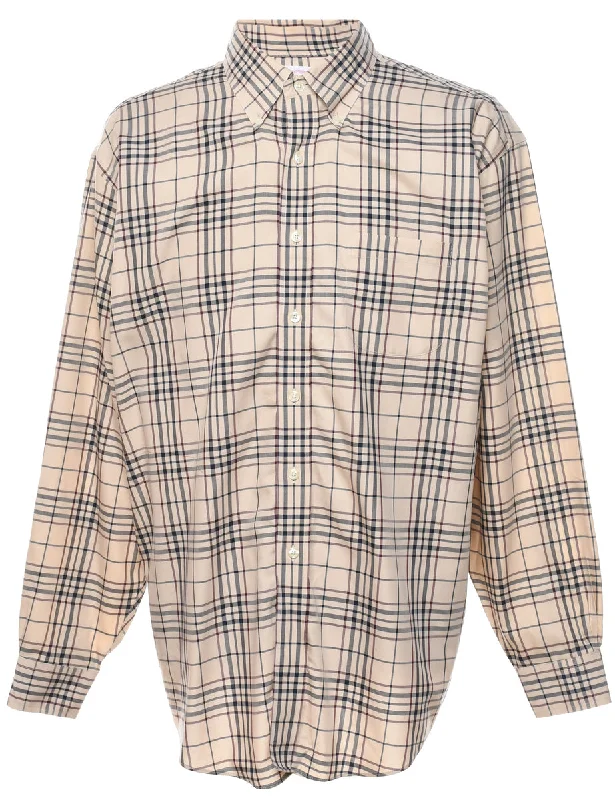 Cozy Pants Brooks Brothers Beige & Black Checked Shirt - XL