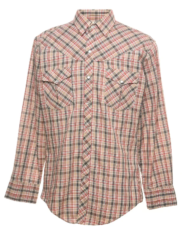 New Products Brown & Maroon Classic Checked Shirt - L