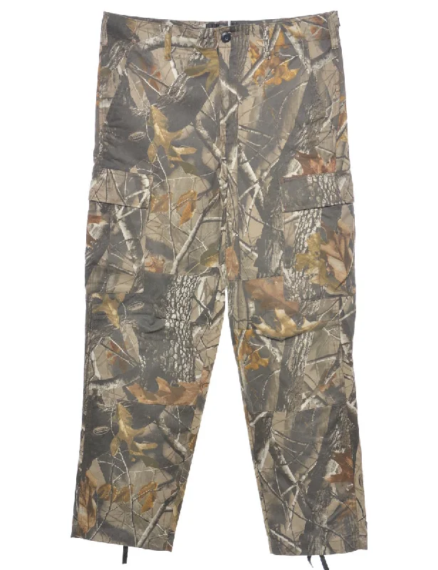 Cozy Apparel Camouflage Print Classic Cargo Trousers - W34 L31