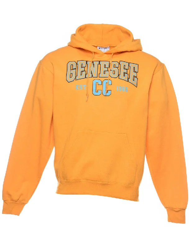Elegant And Noble Champion Genesee Mustard & Light Blue Printed Hoodie - M
