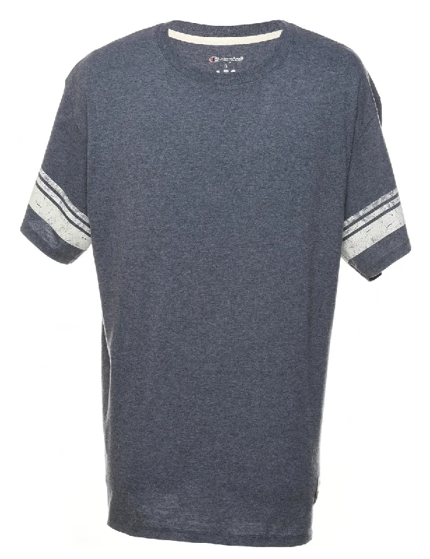 Soft And Comfortable Champion Grey Plain T-shirt - L