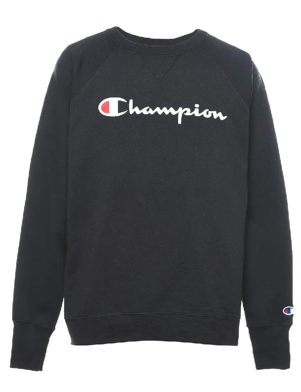 Comfortable And Casual Champion Printed Black Sweatshirt - L