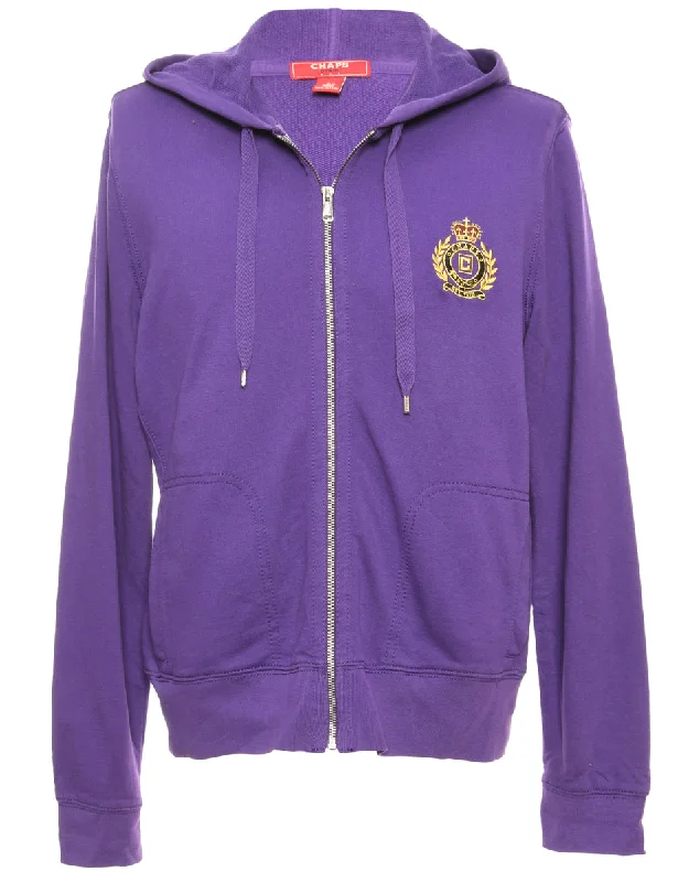 Warm Chic Outfits Chaps Purple Hooded Track Top - L
