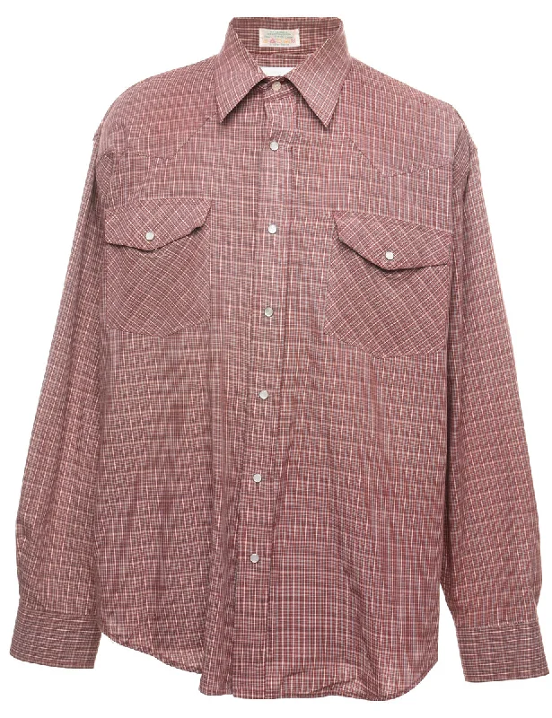 Avant-garde Design Checked Maroon Western Shirt - L