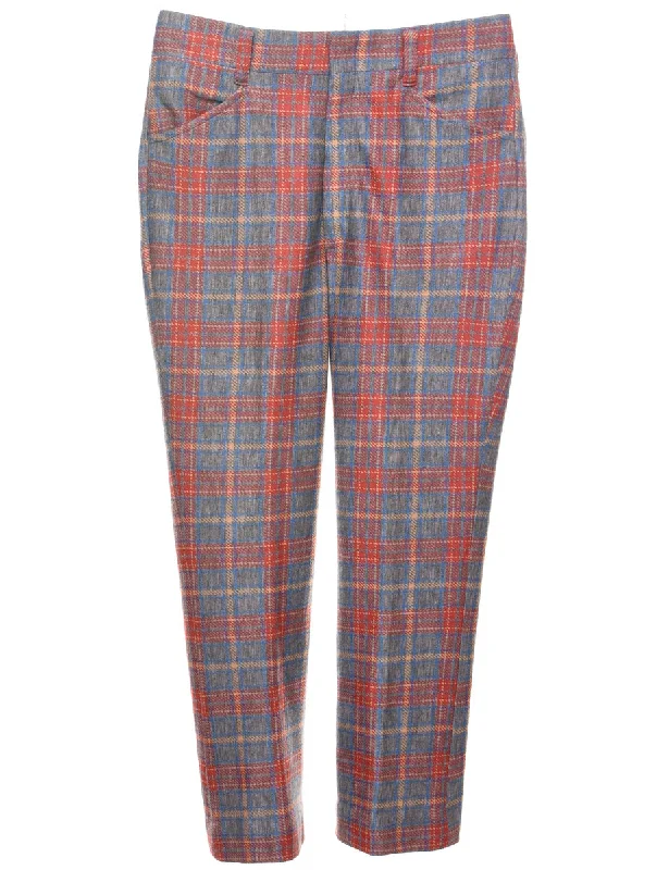 Fashionable And Versatile Checked Pattern Trousers - W35 L26