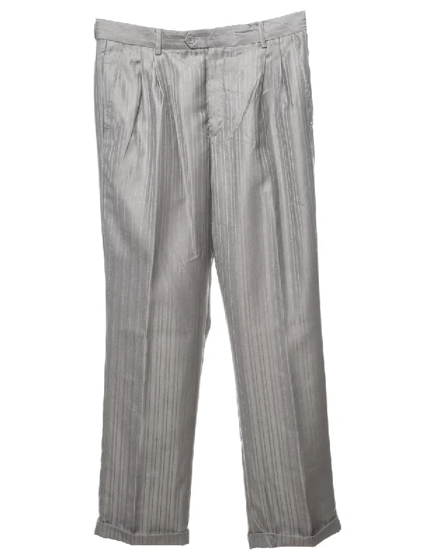 Casual Street Classic Silver Striped Trousers - W34 L32