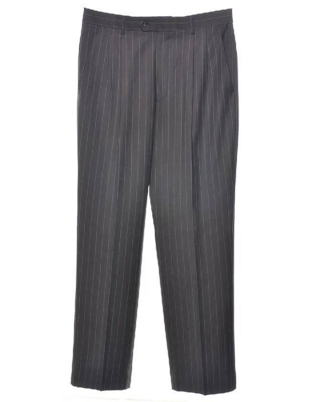 High Street Design Eddie Domani Black Pinstriped Suit Trousers - W34 L32