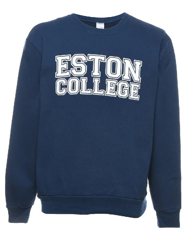 Elegant Wear Eston College Navy & White Printed Sweatshirt - M