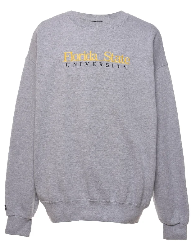 Comfortable Tops Florida State Grey Embroidered Sweatshirt - L