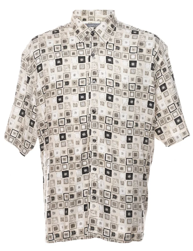 Exquisite Craftsmanship Geometric Pattern 1990s Shirt - XL