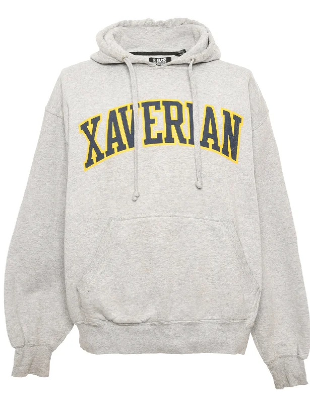 Stretch Design Grey Printed Hoodie - L