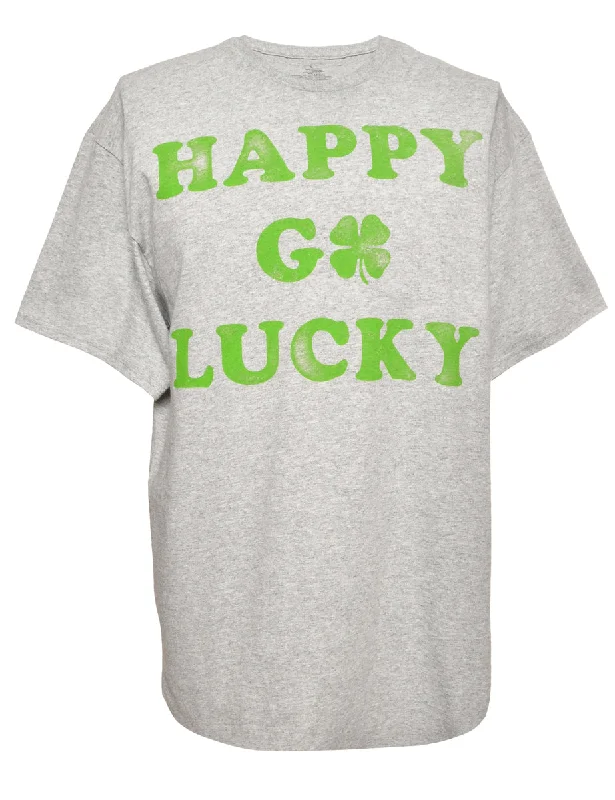 Comfortable down Grey Printed T-shirt - M