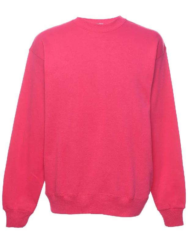 Relaxed Fit Wear Hot Pink Plain Sweatshirt - L