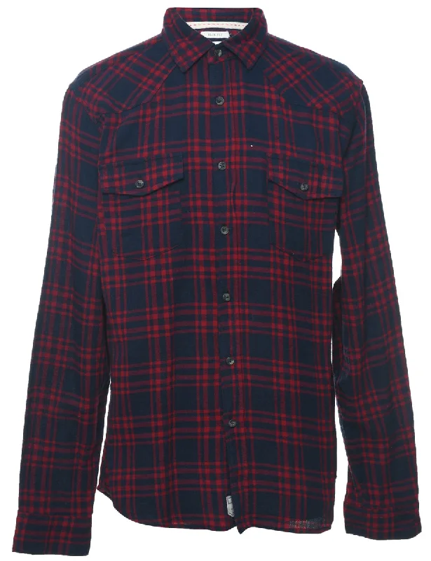 Floral Prints Lee Cooper Navy Checked Shirt - M
