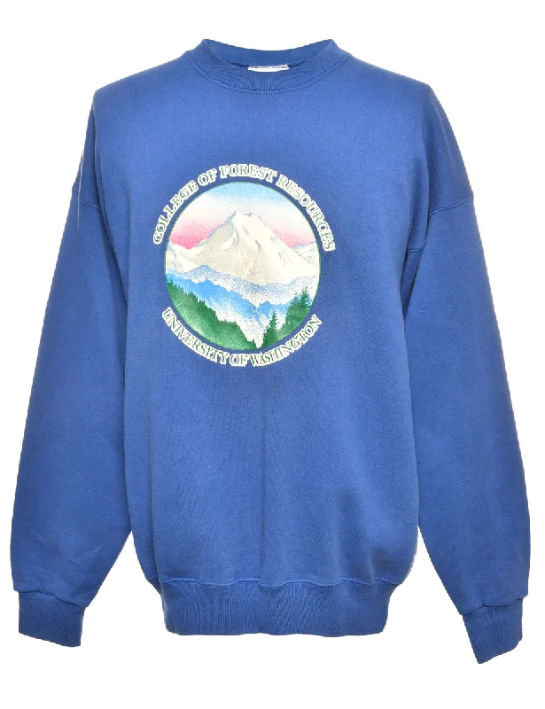 Youthful Street Fashion Lee Navy Printed Sweatshirt - L