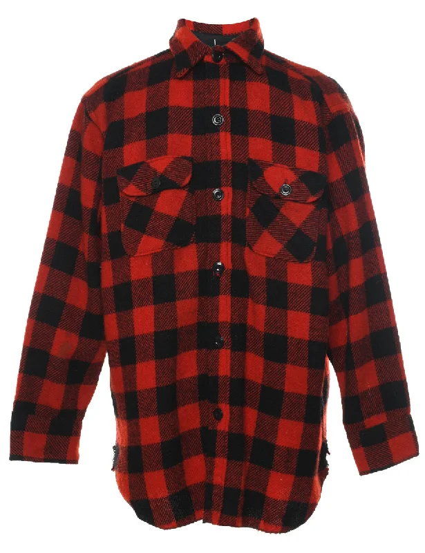 Cute Design Long Sleeved Buffalo Red & Black Classic Check Shirt - M