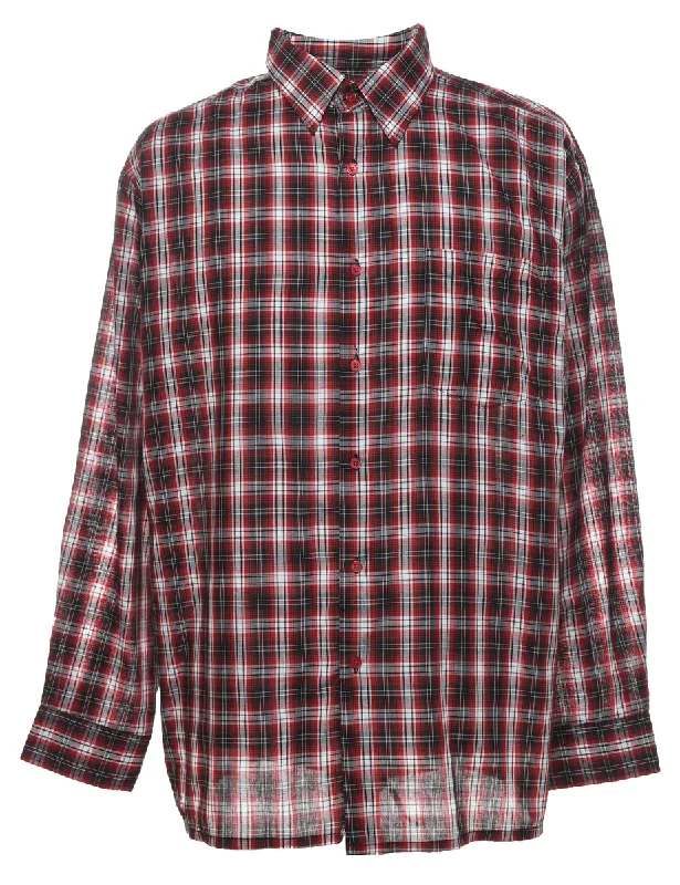 Elegant Dressing Long Sleeved Checked Shirt - L