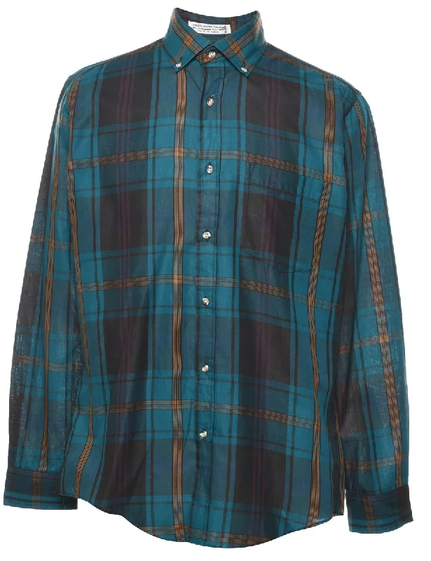 Breezy Comfort Long Sleeved Checked Shirt - L
