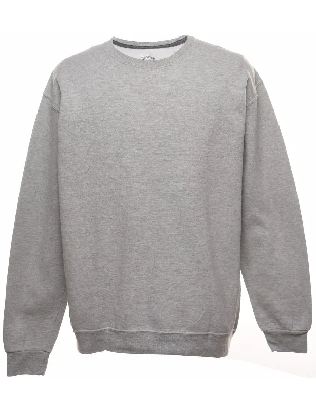 Elegant And Casual Marl Grey Plain Sweatshirt - L