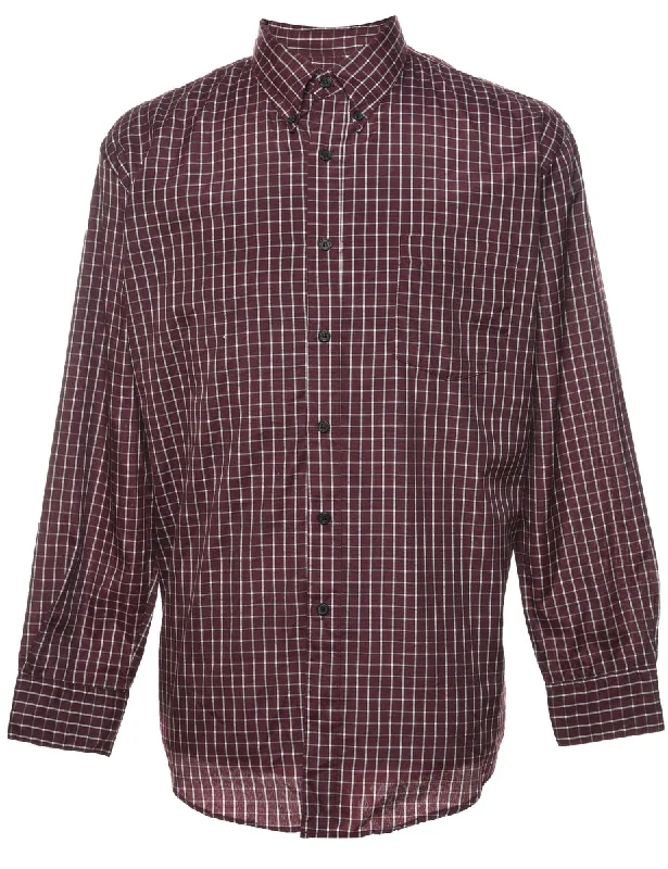 Classic Maroon Checked Shirt - M