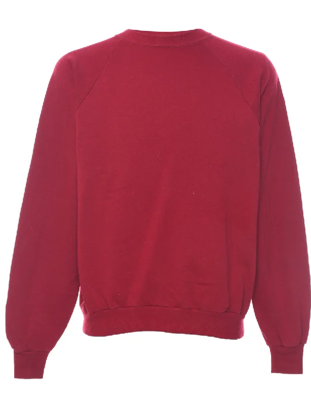 Classic And Versatile Maroon Plain Sweatshirt - L