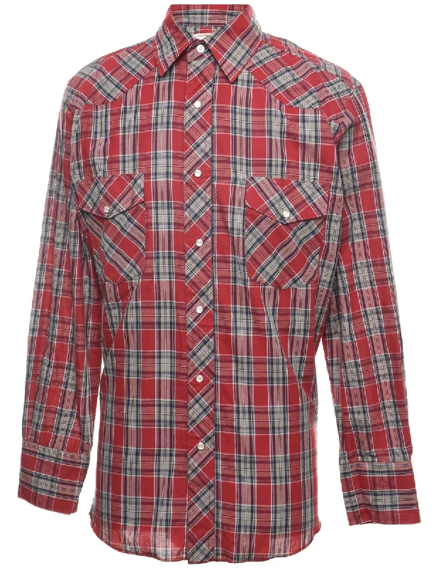 Elegant And Elegant Maroon Western Checked Shirt - M