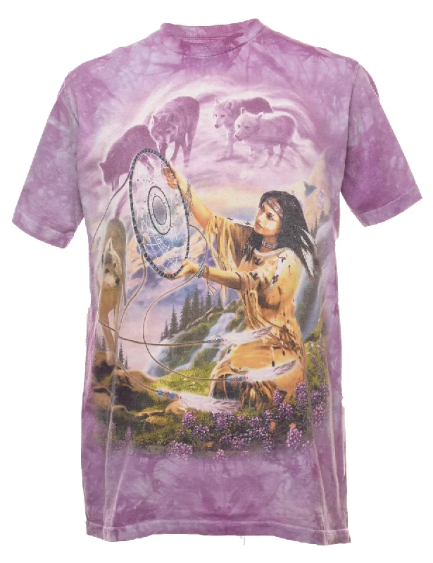 Luxury And Elegant Native American Tie Dye Printed T-shirt - M