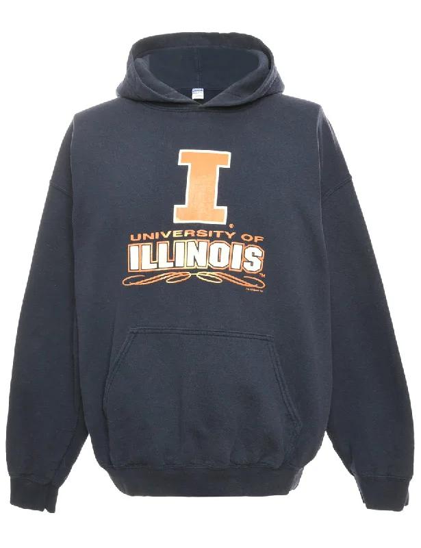 Soft Relaxation Wear Navy Gildan Printed Hoodie - L