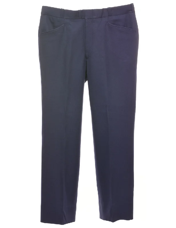 Classic Retro Navy Suit Trousers - W34 L30