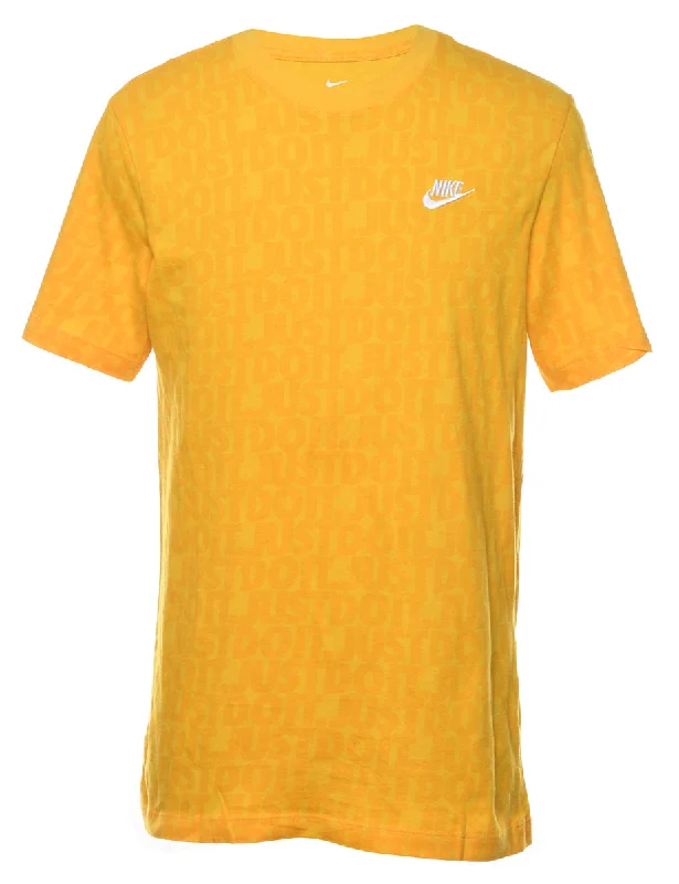 Trendy Traveler Nike Yellow Printed T-shirt - S